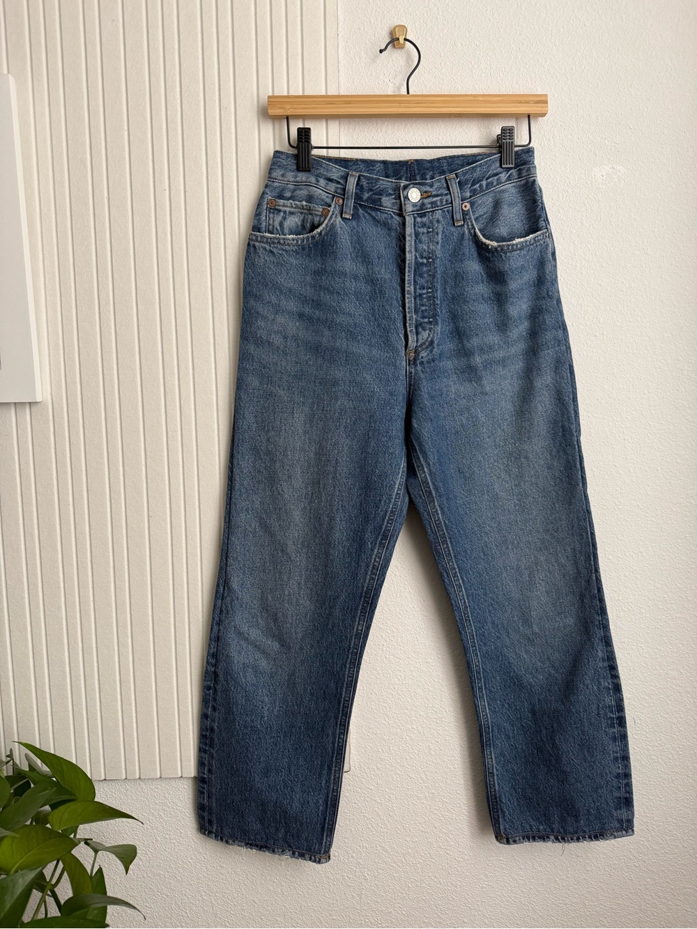 Agolde 90s Pinch In Range High-Rise Straight Leg Jeans Medium Wash Button Fly